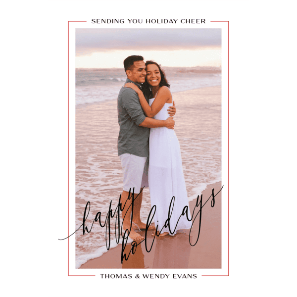 Angled Scripty Christmas photo card
